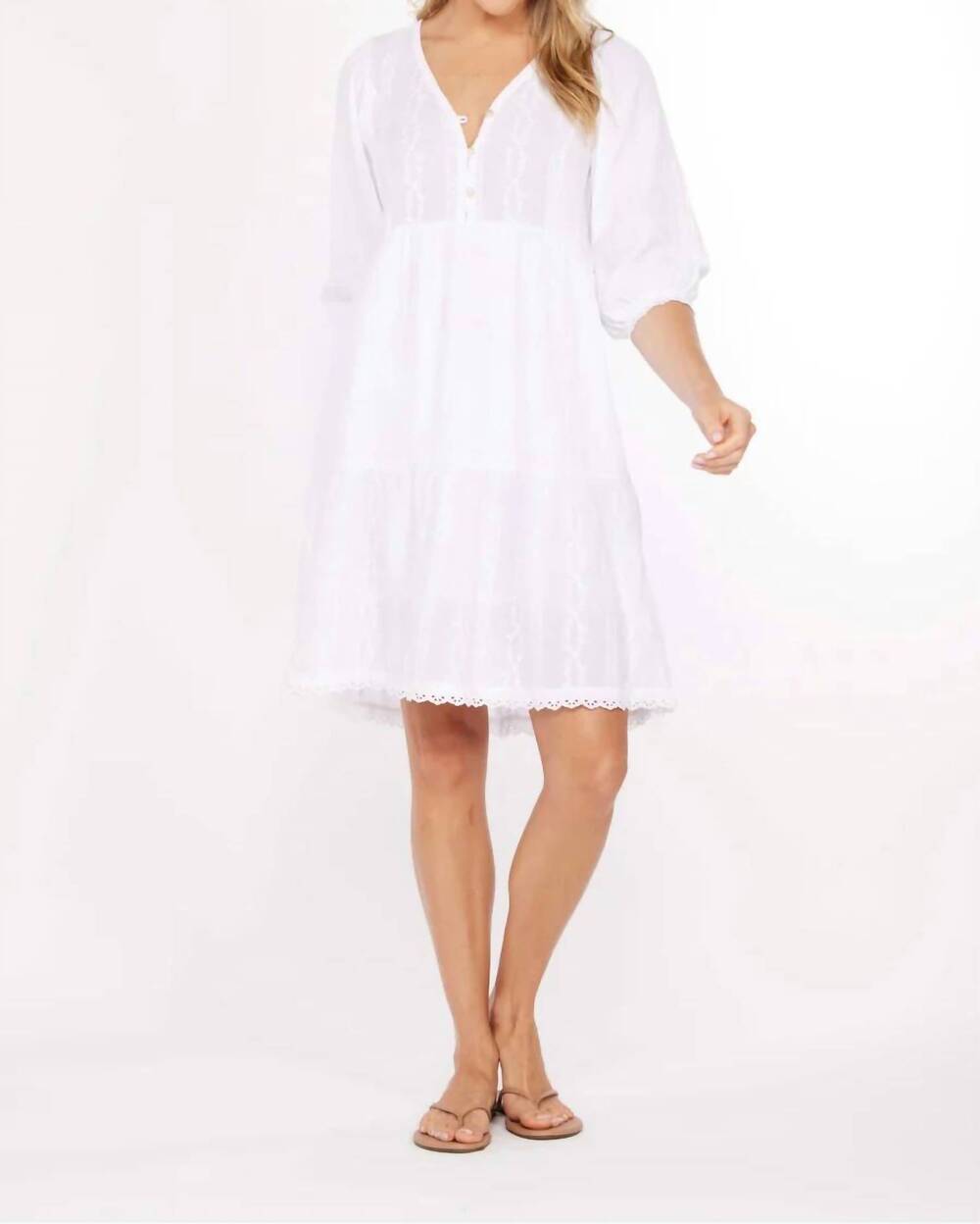 NEW MODODOC boho tiered dress in white